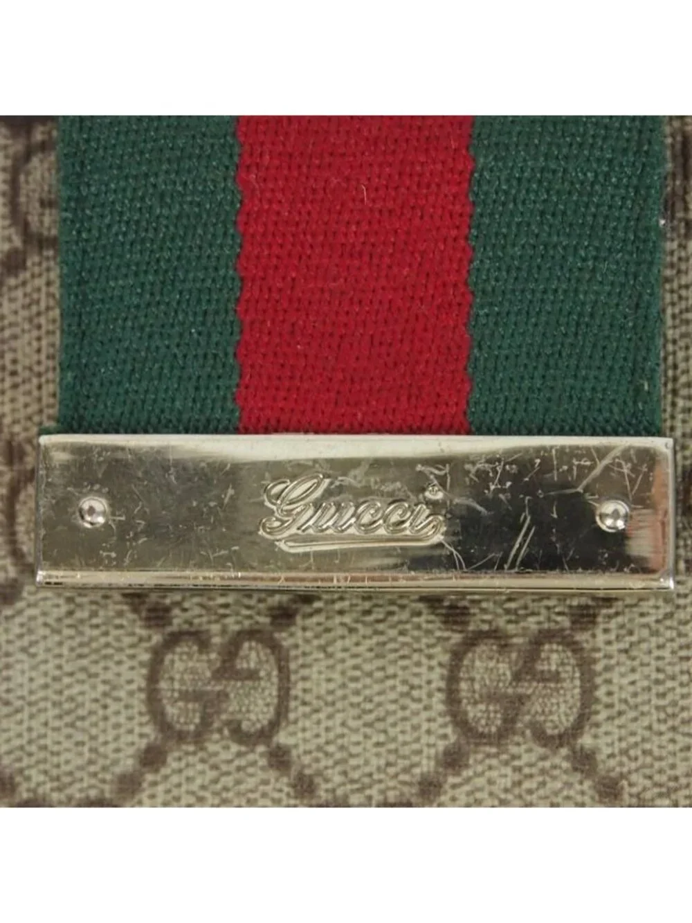 Gucci GG Canvas Sherry Line Snap Wallet Khaki Beige Dark Brown